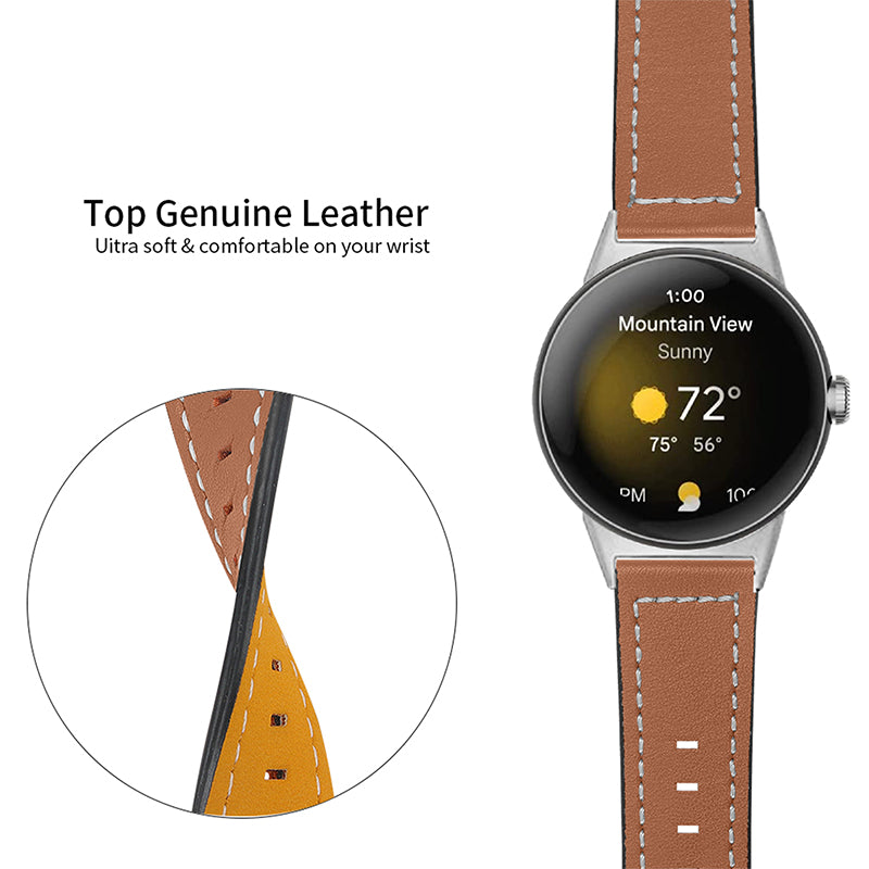 Stitching Watch Band for Google Pixel Watch 2 Pixel Watch Genuine Leather Watch Strap Replacement Part Stitching Watch Band for Google Pixel Watch 2 Pixel Watch Genuine Leather Watch Strap Replacement Part